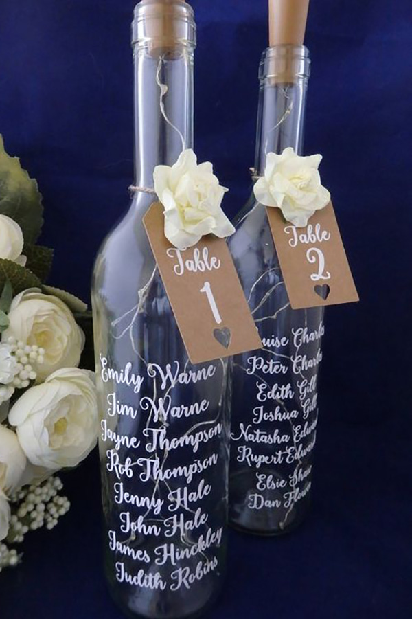 Bouteilles plan de table