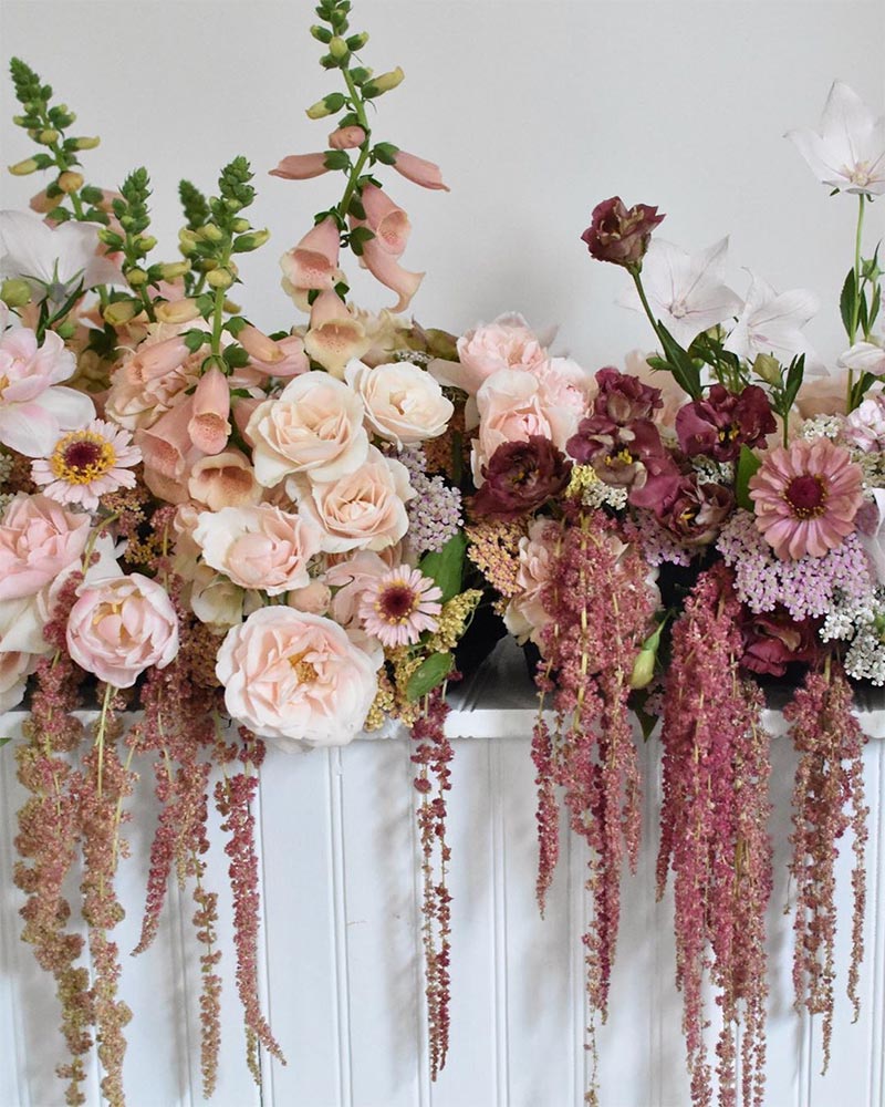 Déco fleurs pour mariage thème rose bohème