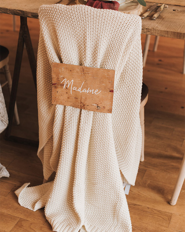 Déco chaise mariage hiver
