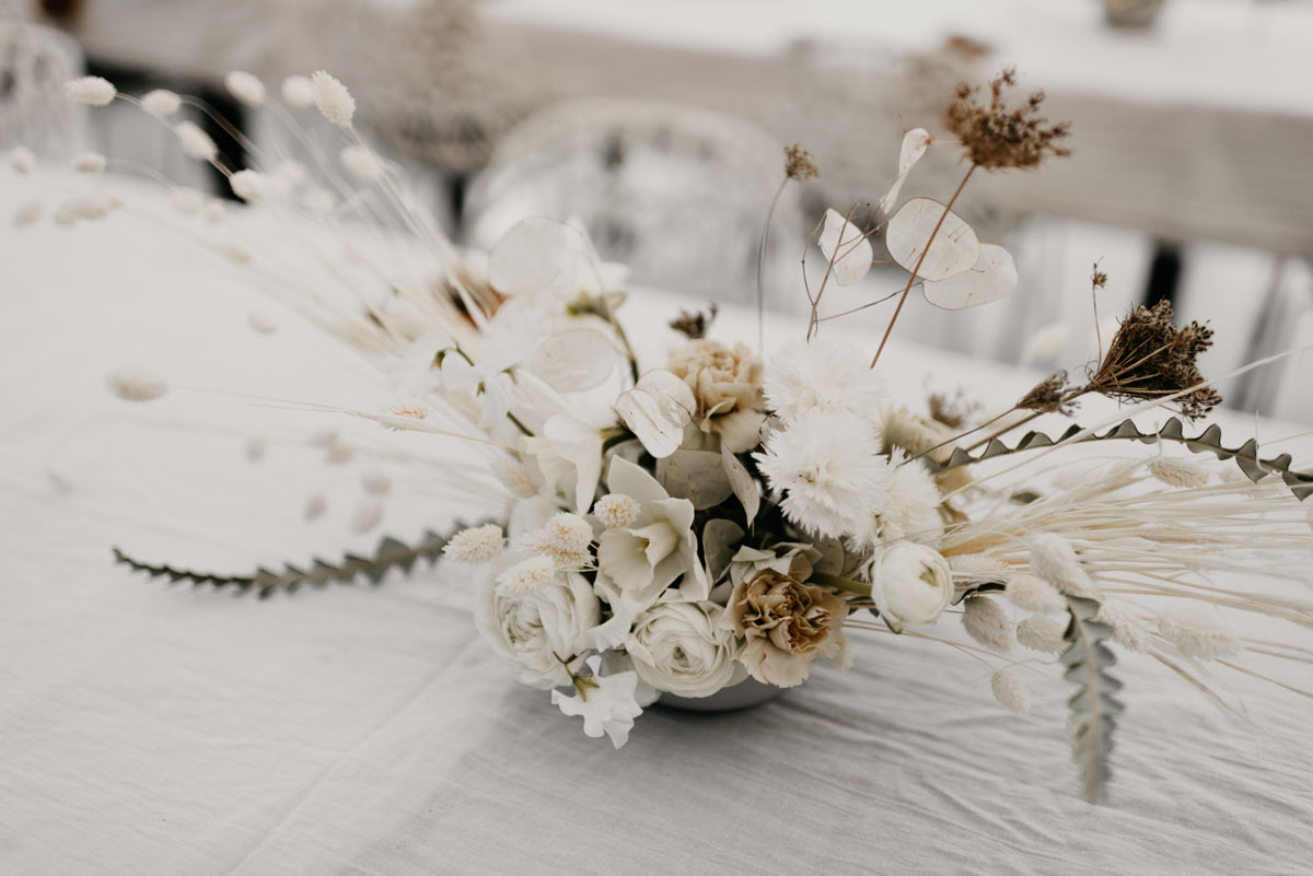 Centre de table pour mariage d'hiver