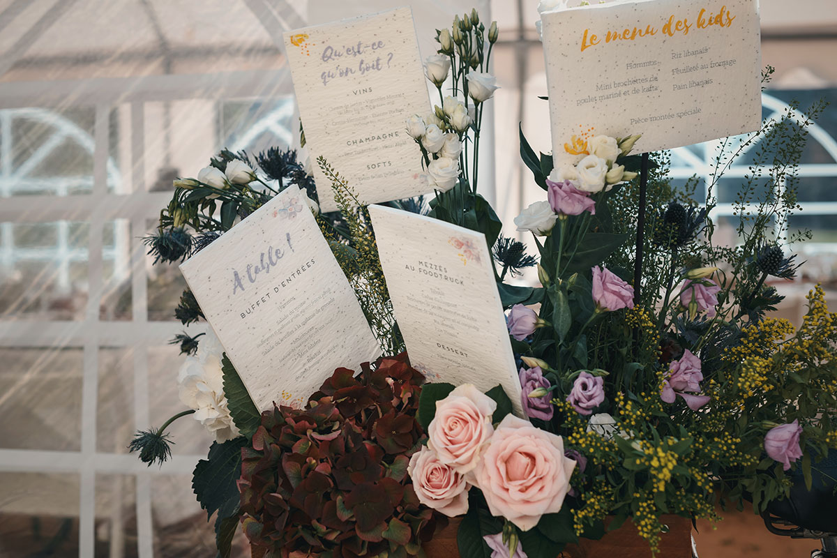 Menu dîner de mariage