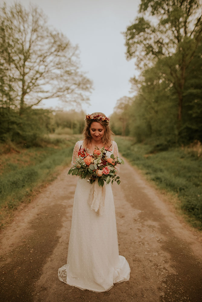 Robe de mariée fluide à manches longues