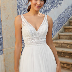 Robe de mariée sans manche décolleté en V