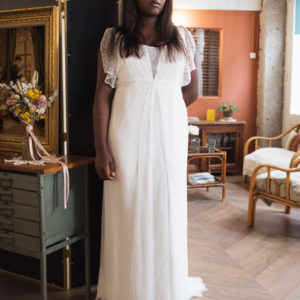 Robe de mariée taille empire en mousseline