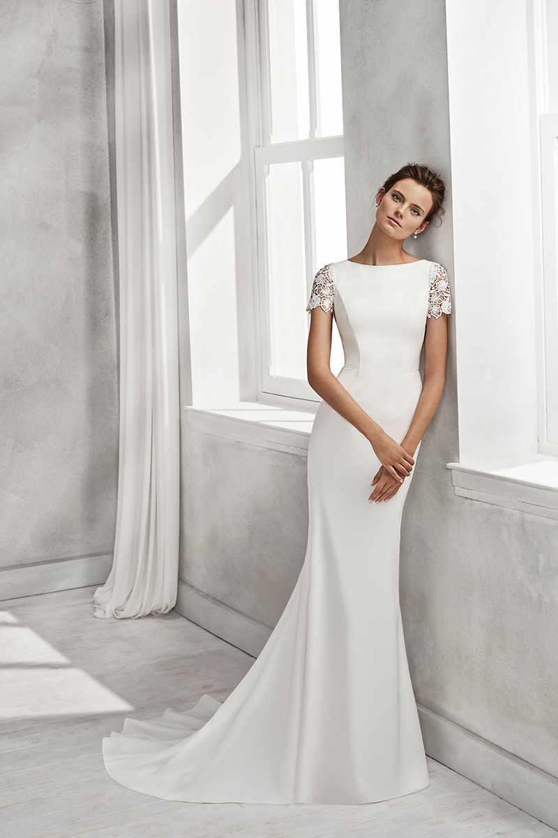 Robe de mariée sirène à manches courtes