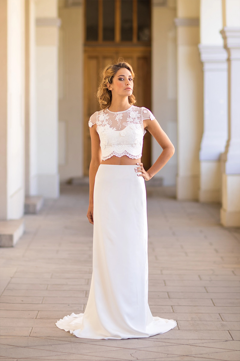 Ensemble crop top et jupe fluide