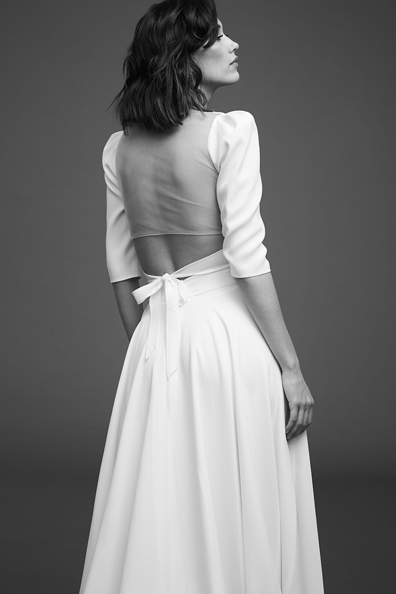 Crop top cache-coeur en crêpe et tulle