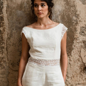 Combinaison en dentelle et lin bio