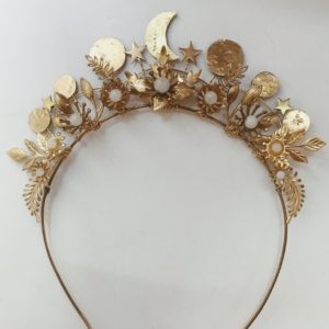 Couronne de mariée en laiton et pierres de lune