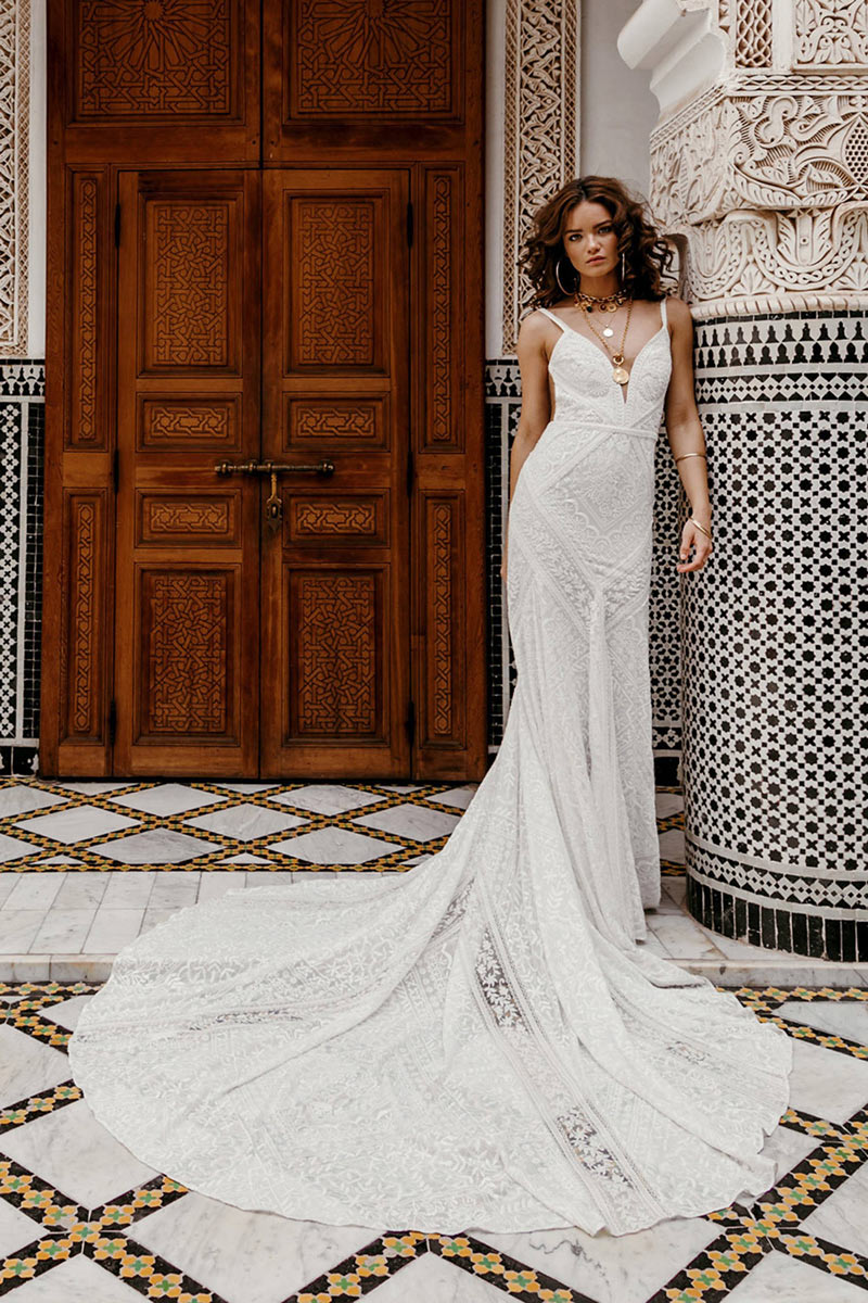 Robe de mariée bohème sans manche