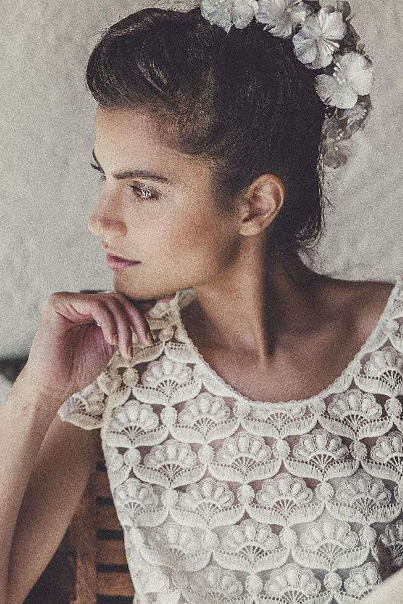 Top en organza brodé