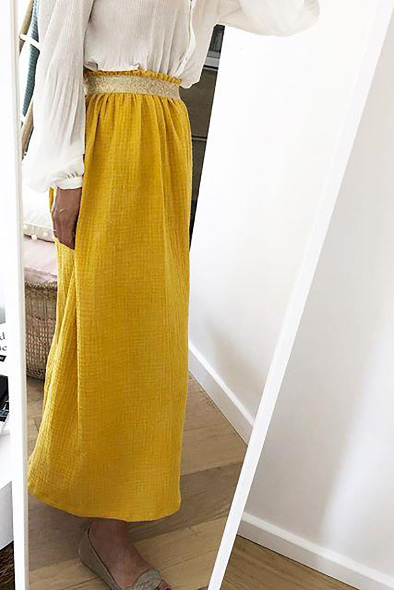 Jupe longue jaune moutarde