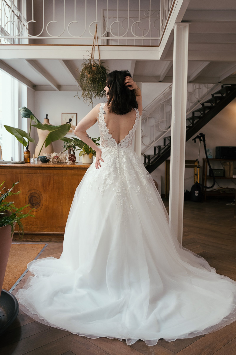 Robe de mariée princesse dentelle et tulle