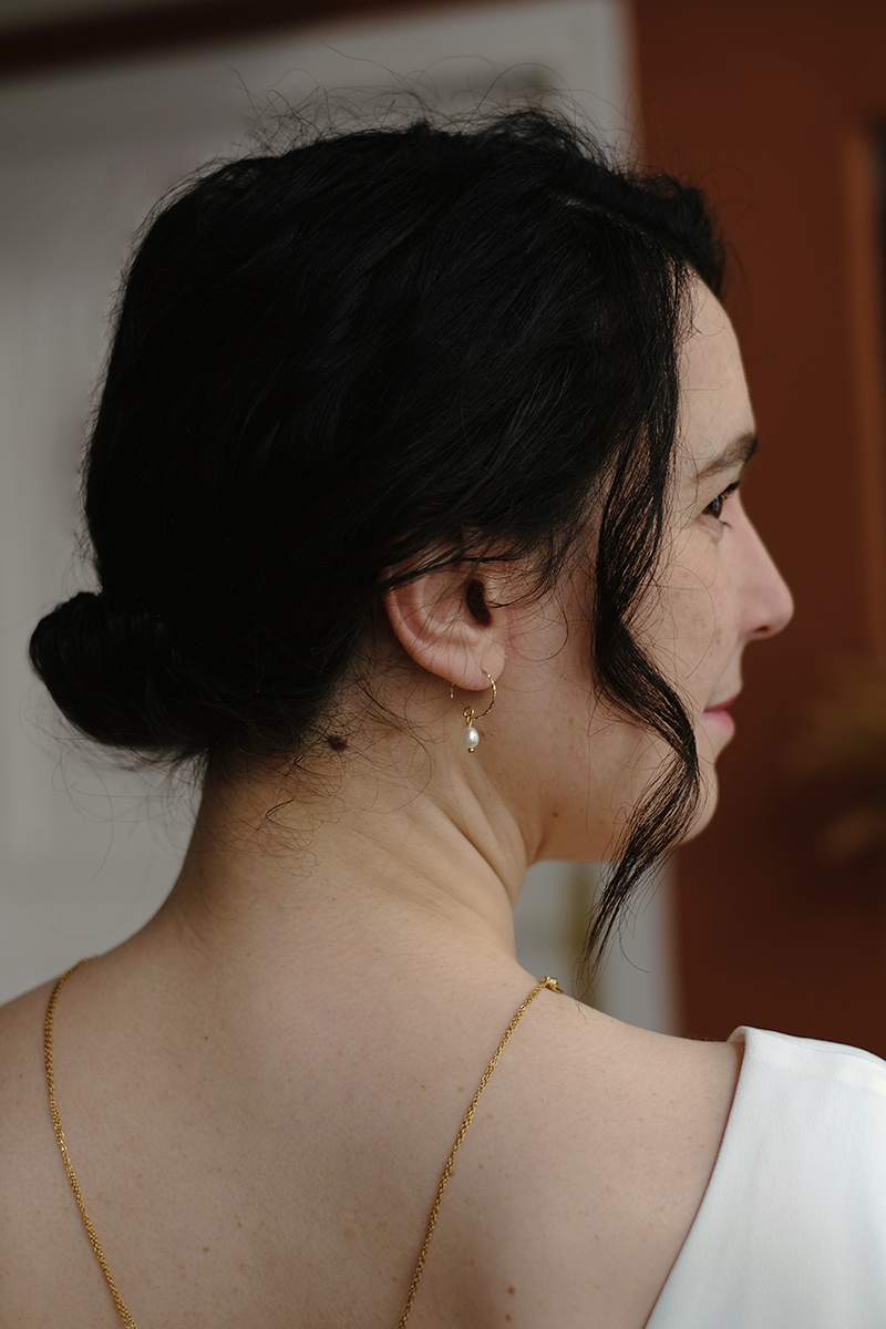 Boucle d'oreilles or et perle d'eau douce