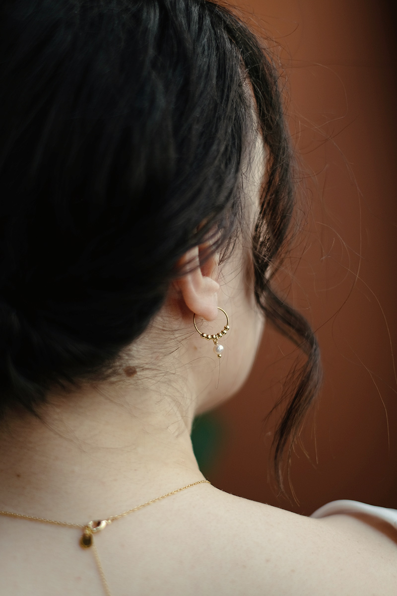 Boucles d'oreilles de mariée or et perle