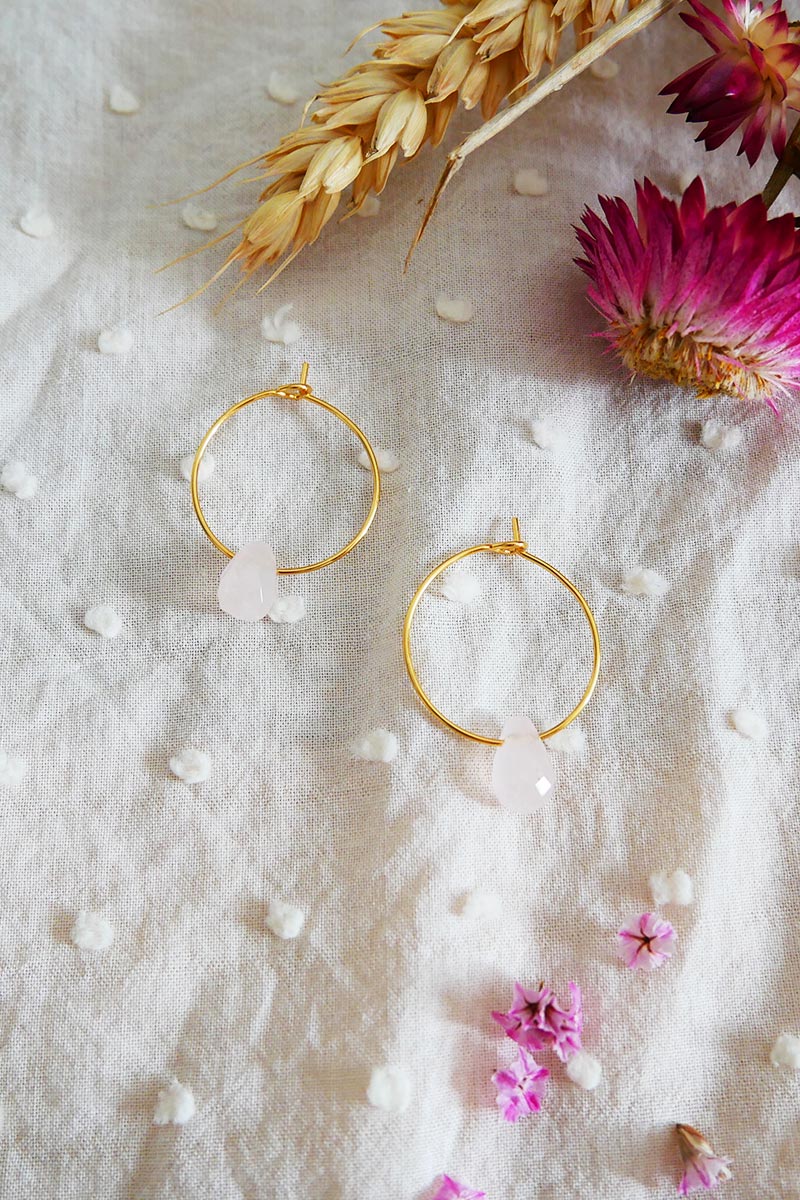 Boucles d'oreilles de mariée avec quartz