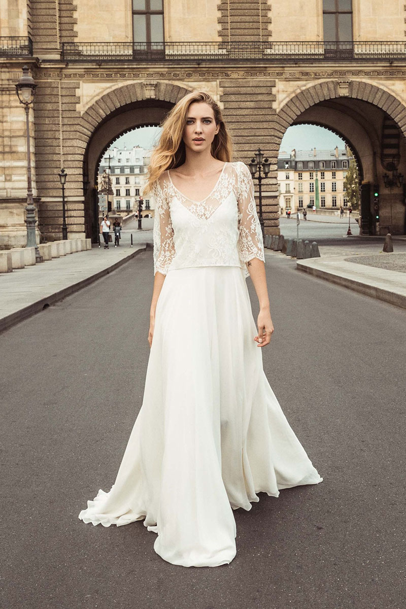 Robe à manches longues fluide et chic