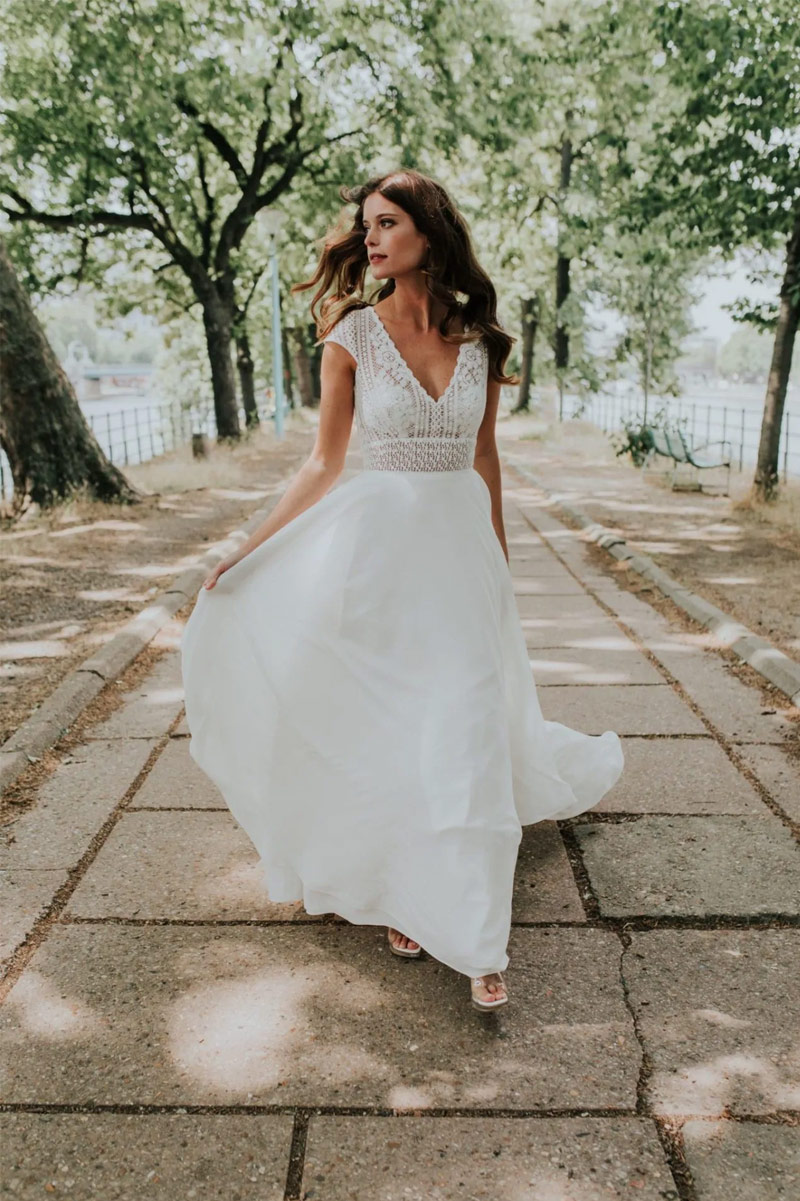 Robe de mariée bohème fluide