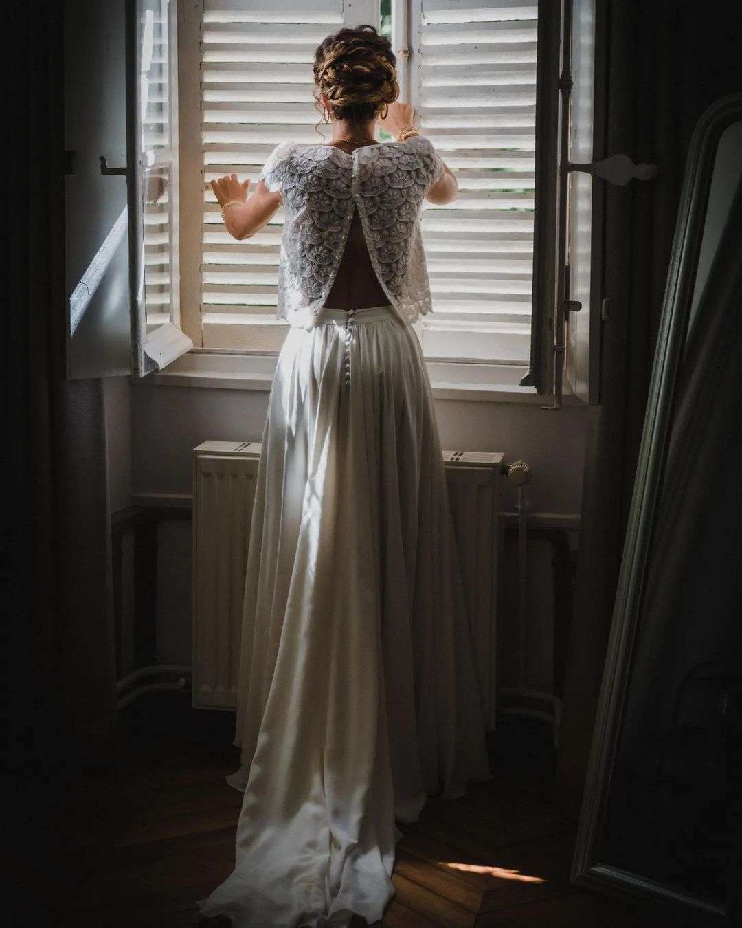 Ensemble crop top jupe mariage