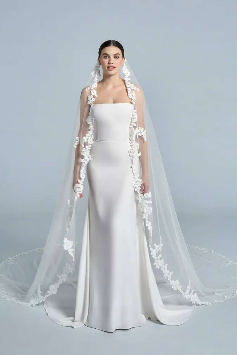 Voile de mariée long blanc crème