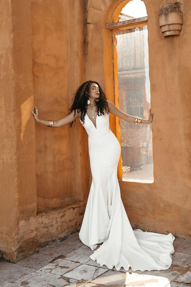 Robe de mariée sirène sensationnelle en crêpe