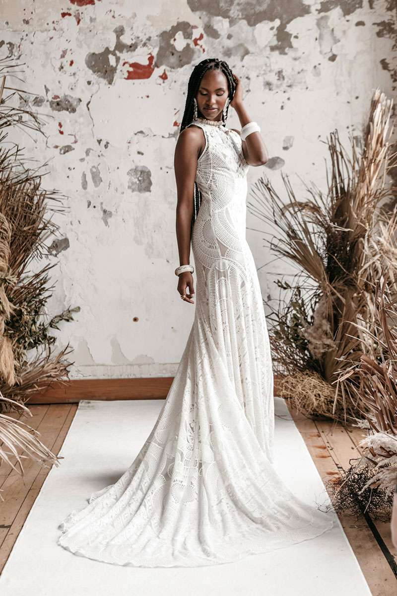 Robe longue de mariée chic et décontractée