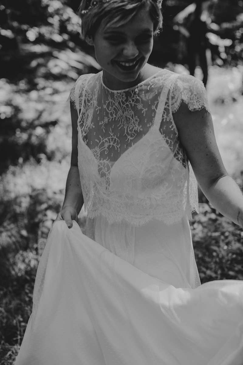 Crop top en dentelle fine