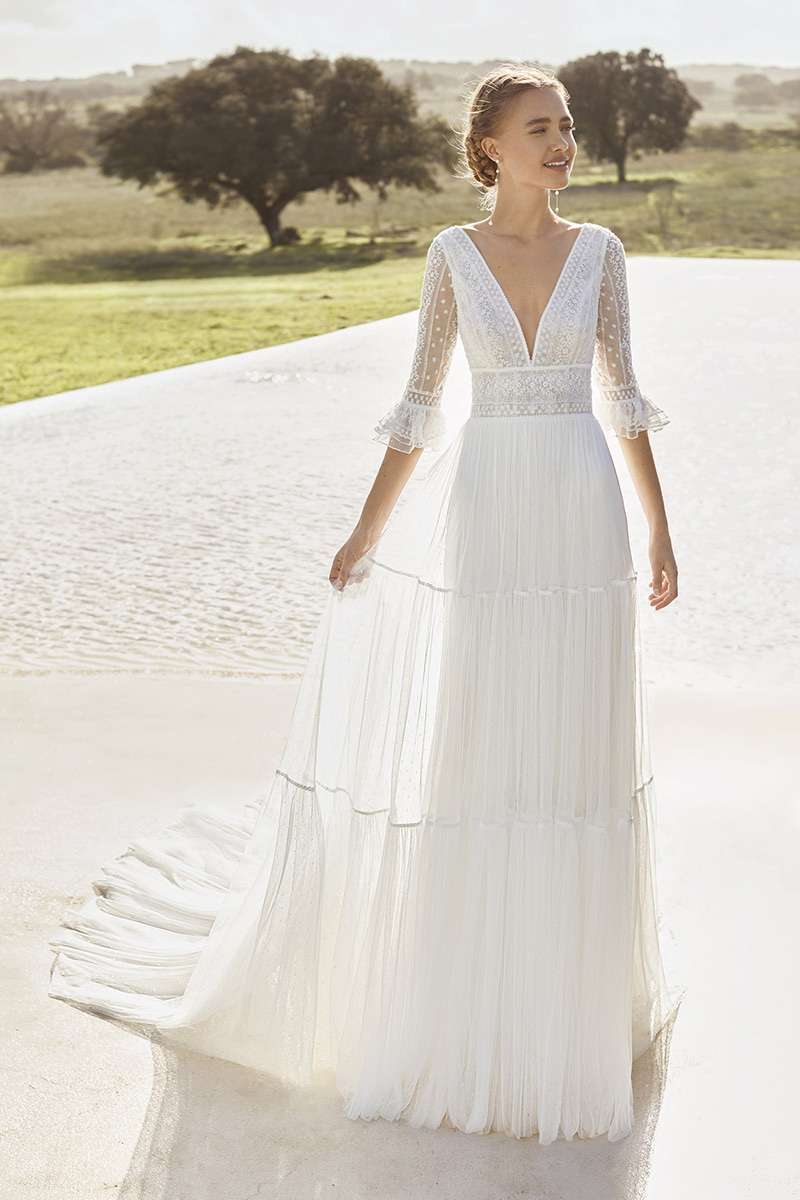 Robe de mariée bohème et contemporaine