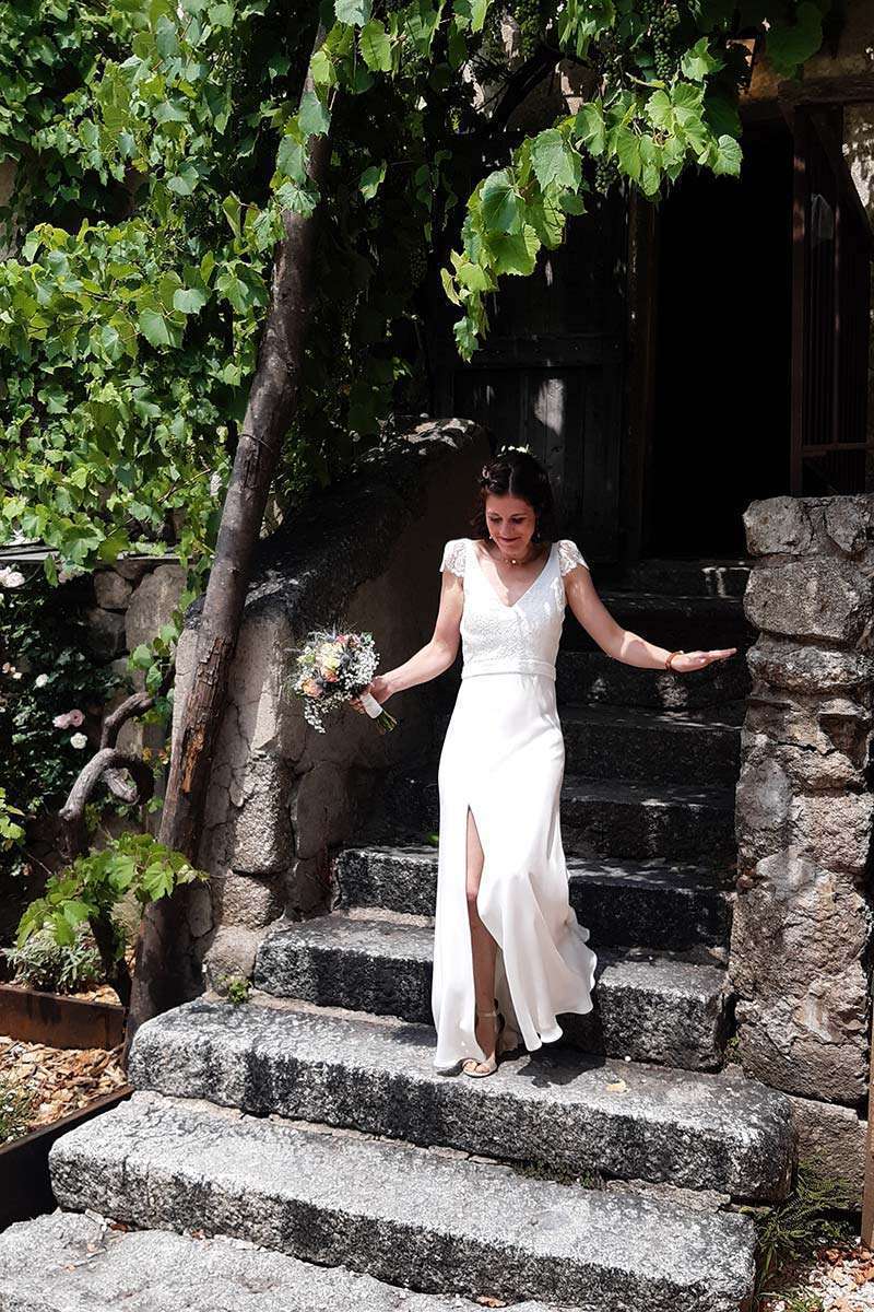 Robe de mariée avec fente