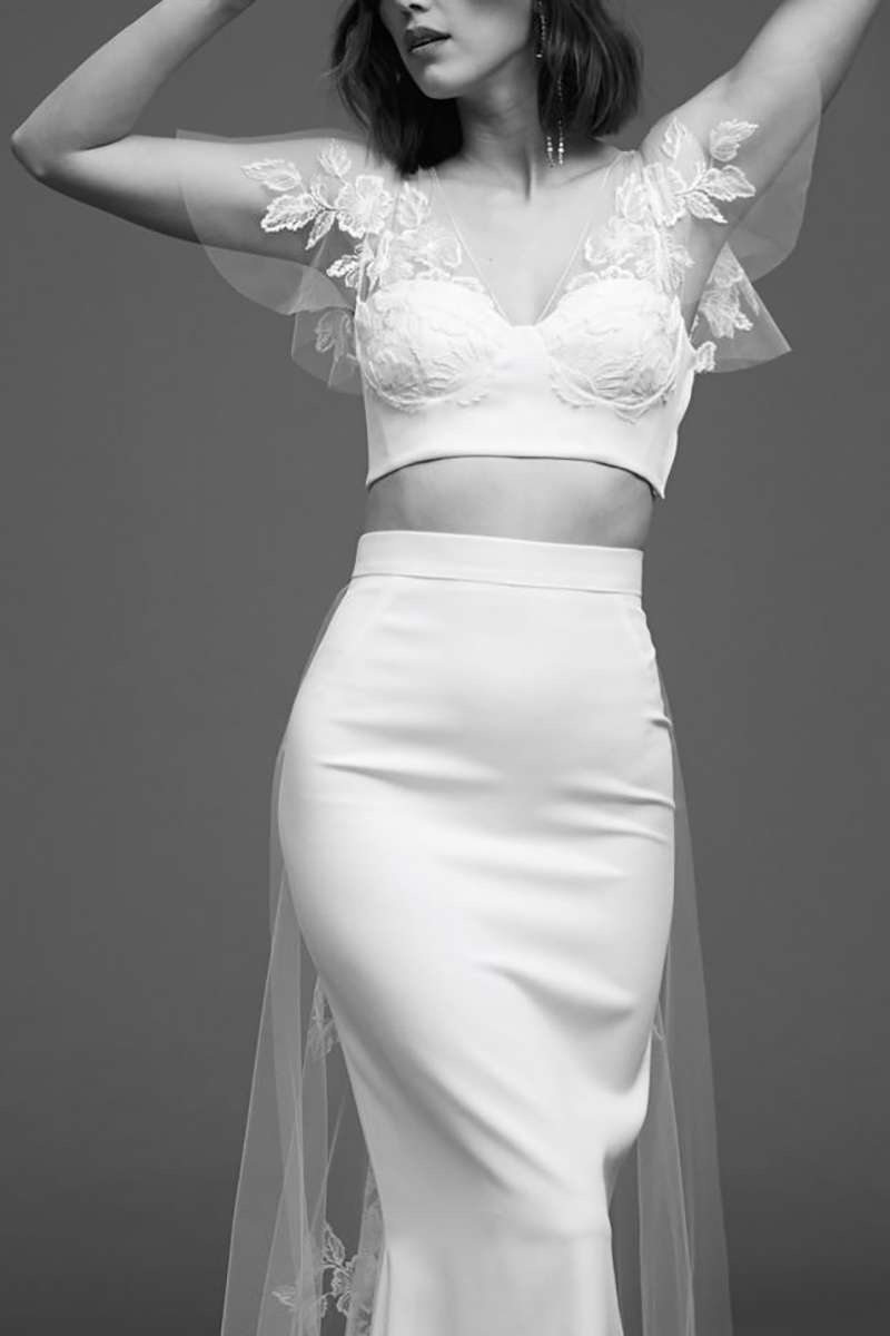 Top de mariée en dentelle fleuri