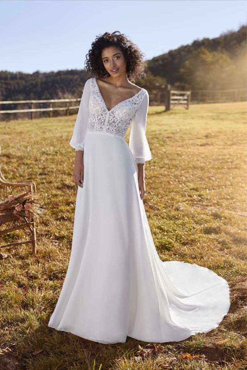 Robe de mariée bohème manches longues