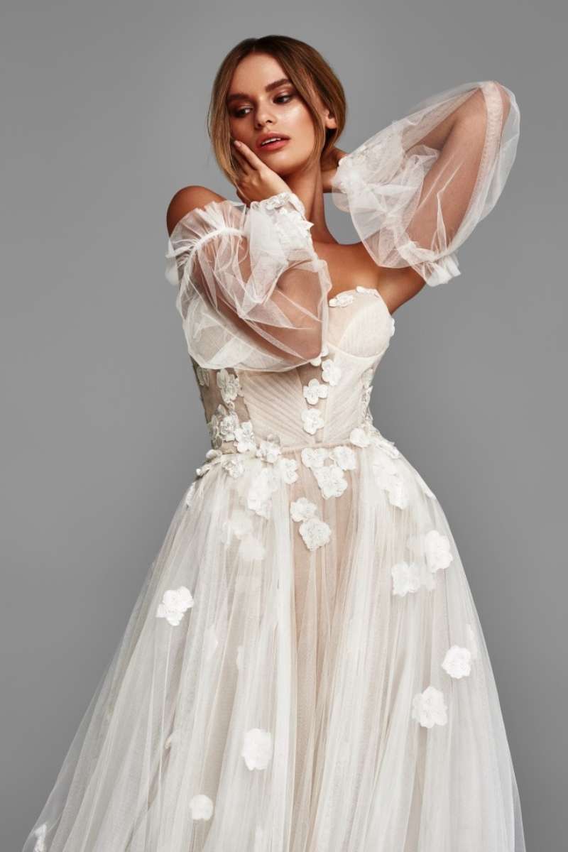 Tulle couleur pêche nude