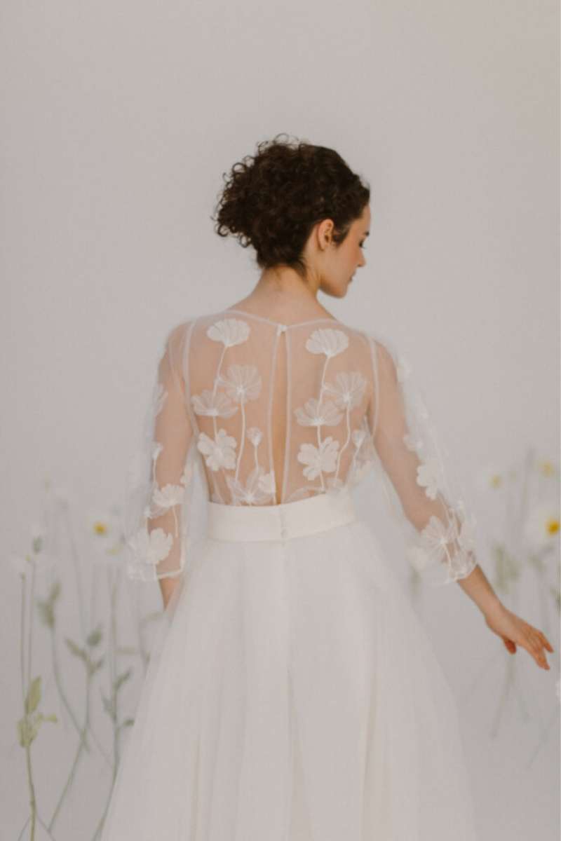Robe de mariée fluide à manches longues